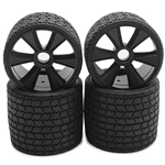 Gravity RC TYPE12 1/12th Pre-Mounted Rubber Tire Set (2F/2R) (Black).