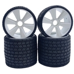 Gravity RC TYPE12 1/12th Pre-Mounted Rubber Tire Set (2F/2R) (White).